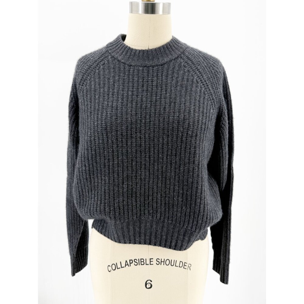 27 Miles Misia Cashmere Cropped Crew S Charcoal Grey - Picture 7 of 7